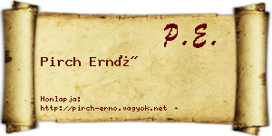 Pirch Ernő névjegykártya